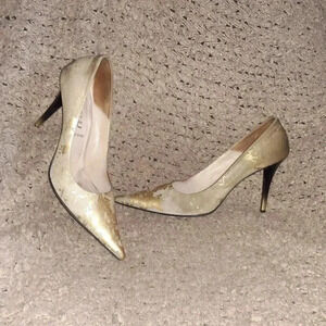LORIBLU-Burn-Out Gold Nubuck/Leather-Distressed-Ombre Stiletto-Sz 39.5-Excellent